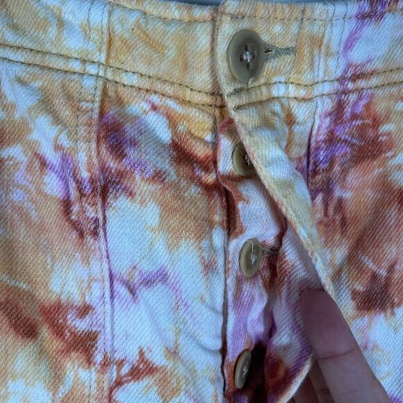 We The Free People Women's She's A Legend Bermuda Shorts 0 Tie Dye Raw Hem Boho - Picture 5 of 8